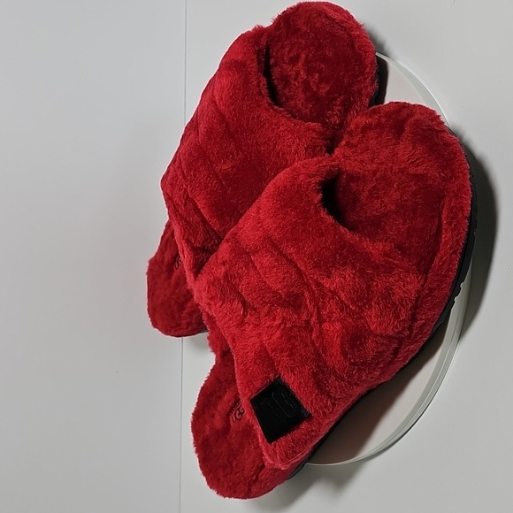 UGG Other - UGG Fluff You Slippers Slides Slip-On Plush Wool Sheepskin Samba Red 12